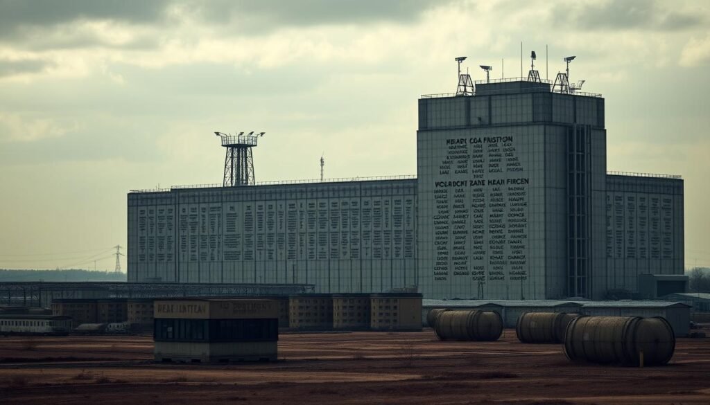A desolate, industrial landscape under a somber, overcast sky. In the foreground, a towering, monolithic structure of cold, imposing concrete and steel - a penal institution, its facade etched with the names of organizations and individuals facing the weight of sanctions. Barbed wire and surveillance cameras loom ominously, casting long shadows across the scene. In the middle ground, a series of smaller, nondescript buildings, their windows dark and lifeless, symbolizing the legal entities trapped within this sanctioned reality. The background fades into a hazy horizon, a subtle reminder of the far-reaching consequences of these punitive measures. The overall atmosphere is one of isolation, vulnerability, and the heavy burden of corporate and individual accountability. A desolate, industrial landscape under a somber, overcast sky. In the foreground, a towering, monolithic structure of cold, imposing concrete and steel - a penal institution, its facade etched with the names of organizations and individuals facing the weight of sanctions. Barbed wire and surveillance cameras loom ominously, casting long shadows across the scene. In the middle ground, a series of smaller, nondescript buildings, their windows dark and lifeless, symbolizing the legal entities trapped within this sanctioned reality. The background fades into a hazy horizon, a subtle reminder of the far-reaching consequences of these punitive measures. The overall atmosphere is one of isolation, vulnerability, and the heavy burden of corporate and individual accountability.