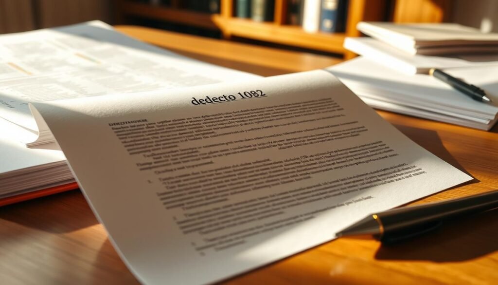 A detailed legal document titled "decreto 1082" displayed on a wooden desk, casting soft shadows. The document has a formal, official appearance, with clear sections and headings. The desk is surrounded by stacks of other documents and a pen, suggesting a professional work environment. The lighting is warm and natural, creating a contemplative, scholarly atmosphere. In the background, a bookshelf or filing cabinet can be seen, hinting at the broader legal context. The overall composition conveys the importance and gravity of the subject matter, aligning with the article's focus on the precontractual timeline and procurement regulations in Colombia. A detailed legal document titled "decreto 1082" displayed on a wooden desk, casting soft shadows. The document has a formal, official appearance, with clear sections and headings. The desk is surrounded by stacks of other documents and a pen, suggesting a professional work environment. The lighting is warm and natural, creating a contemplative, scholarly atmosphere. In the background, a bookshelf or filing cabinet can be seen, hinting at the broader legal context. The overall composition conveys the importance and gravity of the subject matter, aligning with the article's focus on the precontractual timeline and procurement regulations in Colombia.