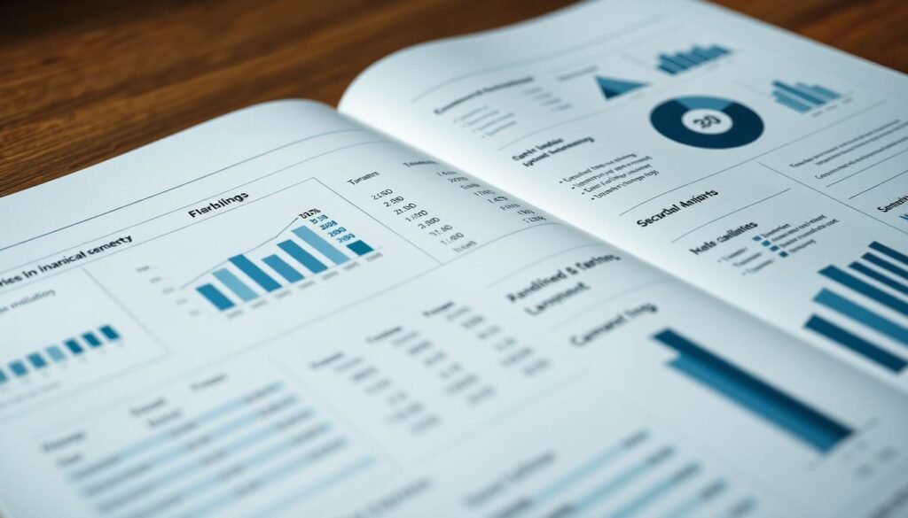 A detailed, professional-looking financial report with clean, minimalist design. The report features a balanced layout with a clear hierarchy of information, including graphs, charts, and numerical data presented in a visually appealing manner. The color palette is muted and sophisticated, with shades of blue and gray complementing the elegant typography. Subtle lighting casts a soft, directional glow, drawing the viewer's attention to the most important financial details. The overall atmosphere exudes a sense of authority, reliability, and attention to detail, reflecting the high-quality financial information within. A detailed, professional-looking financial report with clean, minimalist design. The report features a balanced layout with a clear hierarchy of information, including graphs, charts, and numerical data presented in a visually appealing manner. The color palette is muted and sophisticated, with shades of blue and gray complementing the elegant typography. Subtle lighting casts a soft, directional glow, drawing the viewer's attention to the most important financial details. The overall atmosphere exudes a sense of authority, reliability, and attention to detail, reflecting the high-quality financial information within.