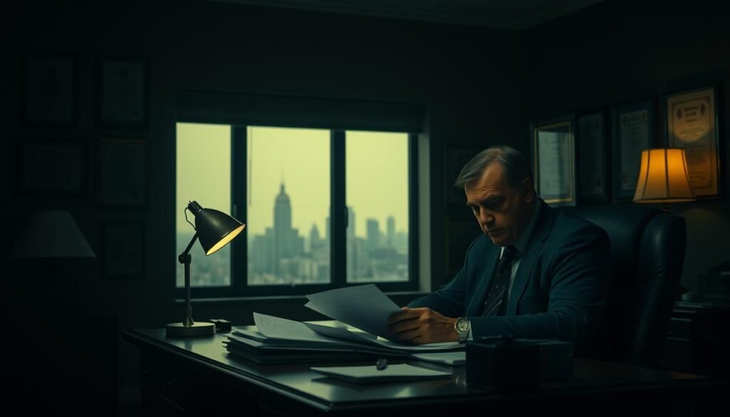 A dimly lit government office, the air thick with a sense of unease. In the foreground, a stern-faced official sits at a large wooden desk, scrutinizing a stack of documents, their brow furrowed in concentration. Behind them, a wall of framed certificates and awards, a subtle display of authority. The room is illuminated by a single desk lamp, casting dramatic shadows that accentuate the gravity of the scene. Through a window in the background, a hazy cityscape can be seen, a subtle reminder of the broader context of this supervisory role. The overall atmosphere evokes a sense of power, responsibility, and the weight of decision-making in the realm of state contracts and compliance. A dimly lit government office, the air thick with a sense of unease. In the foreground, a stern-faced official sits at a large wooden desk, scrutinizing a stack of documents, their brow furrowed in concentration. Behind them, a wall of framed certificates and awards, a subtle display of authority. The room is illuminated by a single desk lamp, casting dramatic shadows that accentuate the gravity of the scene. Through a window in the background, a hazy cityscape can be seen, a subtle reminder of the broader context of this supervisory role. The overall atmosphere evokes a sense of power, responsibility, and the weight of decision-making in the realm of state contracts and compliance.
