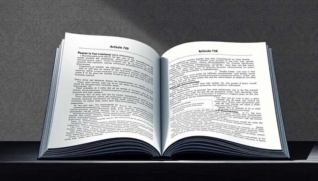 A high-contrast, architectural illustration depicting the intricate details of "Artículo 720" of the Colombian tax code. Set against a muted, textured backdrop, the focal point is a meticulously rendered legal document, its pages unfurling to reveal the precise wording and structure of this specific regulation. Soft, directional lighting casts dramatic shadows, emphasizing the gravitas and authority of the subject matter. The composition is balanced and symmetrical, conveying a sense of order and formality befitting the legal context. The overall mood is one of scholarly contemplation, inviting the viewer to engage with the complexities of Colombian administrative law. A high-contrast, architectural illustration depicting the intricate details of "Artículo 720" of the Colombian tax code. Set against a muted, textured backdrop, the focal point is a meticulously rendered legal document, its pages unfurling to reveal the precise wording and structure of this specific regulation. Soft, directional lighting casts dramatic shadows, emphasizing the gravitas and authority of the subject matter. The composition is balanced and symmetrical, conveying a sense of order and formality befitting the legal context. The overall mood is one of scholarly contemplation, inviting the viewer to engage with the complexities of Colombian administrative law.