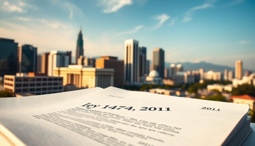A high-resolution image of "ley 1474 2011" set against the backdrop of the Cali skyline. The document is prominently displayed in the foreground, its pages illuminated by soft, natural lighting. The composition captures the gravity and importance of the legislation, with the city's skyscrapers and government buildings visible in the distance, conveying a sense of the legal and administrative context. The image has a professional, authoritative tone, suitable for illustrating a section on the legal defense of state contracting processes. A high-resolution image of "ley 1474 2011" set against the backdrop of the Cali skyline. The document is prominently displayed in the foreground, its pages illuminated by soft, natural lighting. The composition captures the gravity and importance of the legislation, with the city's skyscrapers and government buildings visible in the distance, conveying a sense of the legal and administrative context. The image has a professional, authoritative tone, suitable for illustrating a section on the legal defense of state contracting processes.