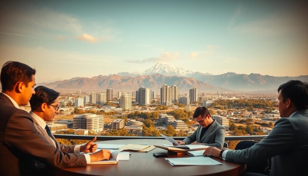 A panoramic landscape showcasing the interplay between risk management, public procurement, and sustainability. In the foreground, a group of professionals in formal attire strategize around a table, analyzing data and documents. The middle ground features a cityscape with modern, energy-efficient buildings, conveying the idea of sustainable infrastructure. In the background, a majestic mountain range, symbolizing the challenges and opportunities inherent in balancing risk, control, and environmental considerations in public contracts. Warm, golden lighting illuminates the scene, creating a sense of diligence and purpose. The composition is framed by a wide-angle lens, capturing the breadth and complexity of the subject matter. A panoramic landscape showcasing the interplay between risk management, public procurement, and sustainability. In the foreground, a group of professionals in formal attire strategize around a table, analyzing data and documents. The middle ground features a cityscape with modern, energy-efficient buildings, conveying the idea of sustainable infrastructure. In the background, a majestic mountain range, symbolizing the challenges and opportunities inherent in balancing risk, control, and environmental considerations in public contracts. Warm, golden lighting illuminates the scene, creating a sense of diligence and purpose. The composition is framed by a wide-angle lens, capturing the breadth and complexity of the subject matter.