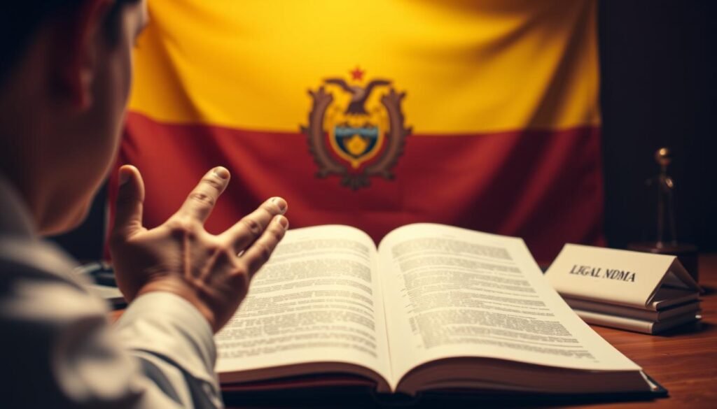 A vibrant administrative process unfolds, showcasing the intricacies of "recursos reposición" in Colombian state contracts. In the foreground, a dynamic figure gestures with purpose, representing the consultative approach. The middle ground reveals a meticulously detailed legal document, its pages open, inviting scrutiny. In the background, a stylized representation of the Colombian flag provides a subtle yet powerful backdrop, symbolizing the national context. Warm lighting casts a hue of professionalism, while a slight fish-eye lens effect emphasizes the gravity of the scene. The overall mood conveys a sense of expertise, diligence, and a steadfast commitment to effective administrative remedies. A vibrant administrative process unfolds, showcasing the intricacies of "recursos reposición" in Colombian state contracts. In the foreground, a dynamic figure gestures with purpose, representing the consultative approach. The middle ground reveals a meticulously detailed legal document, its pages open, inviting scrutiny. In the background, a stylized representation of the Colombian flag provides a subtle yet powerful backdrop, symbolizing the national context. Warm lighting casts a hue of professionalism, while a slight fish-eye lens effect emphasizes the gravity of the scene. The overall mood conveys a sense of expertise, diligence, and a steadfast commitment to effective administrative remedies.