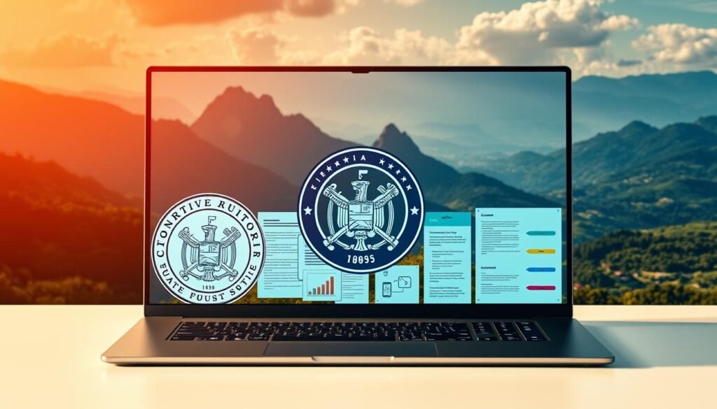 A vibrant and authoritative advisory system on a sleek, modern desktop. In the foreground, a large, high-resolution emblem or seal representing the Colombian state contracting authority, rendered in elegant lines and rich colors. The middle ground features various regulatory documents, digital forms, and interactive interfaces, all with a clean, intuitive design. The background showcases a panoramic view of the Colombian landscape, with towering Andean peaks and lush, verdant valleys, conveying a sense of national pride and public trust. Warm, directional lighting casts dramatic shadows, imbuing the scene with a sense of gravitas and importance. The overall mood is one of professionalism, transparency, and a steadfast commitment to compliance and fair contracting practices. A vibrant and authoritative advisory system on a sleek, modern desktop. In the foreground, a large, high-resolution emblem or seal representing the Colombian state contracting authority, rendered in elegant lines and rich colors. The middle ground features various regulatory documents, digital forms, and interactive interfaces, all with a clean, intuitive design. The background showcases a panoramic view of the Colombian landscape, with towering Andean peaks and lush, verdant valleys, conveying a sense of national pride and public trust. Warm, directional lighting casts dramatic shadows, imbuing the scene with a sense of gravitas and importance. The overall mood is one of professionalism, transparency, and a steadfast commitment to compliance and fair contracting practices.
