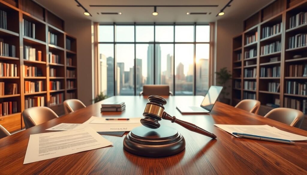 A well-lit modern office interior with a large wooden desk and a large window overlooking a cityscape in the background. On the desk, various legal documents, a laptop, and a gavel symbolizing the legal nature of the work. Bookshelves line the walls, suggesting a professional, authoritative atmosphere. The lighting is warm and inviting, creating a sense of professionalism and attention to detail. The overall mood is one of diligence, expertise, and a commitment to providing high-quality legal audit services for state contracts. A well-lit modern office interior with a large wooden desk and a large window overlooking a cityscape in the background. On the desk, various legal documents, a laptop, and a gavel symbolizing the legal nature of the work. Bookshelves line the walls, suggesting a professional, authoritative atmosphere. The lighting is warm and inviting, creating a sense of professionalism and attention to detail. The overall mood is one of diligence, expertise, and a commitment to providing high-quality legal audit services for state contracts.