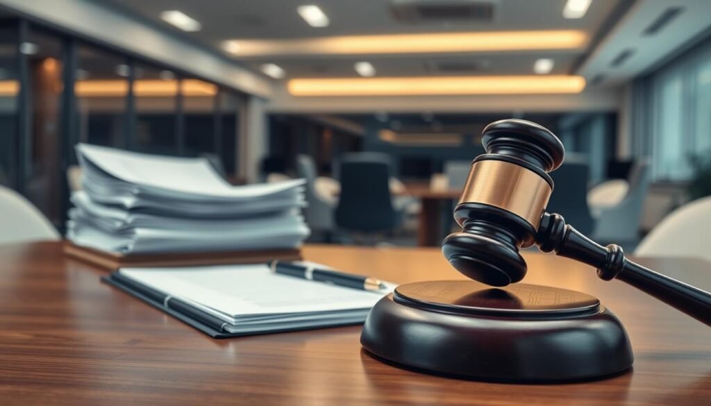 An administrative act, depicted with legal precision and professionalism. In the foreground, a gavel rests on a wooden desk, symbolizing the authority of the judicial process. In the middle ground, a neatly organized stack of official documents and a pen convey the meticulous attention to detail required in administrative matters. The background features a clean, modern office space with sleek, minimalist furniture and warm, directional lighting, evoking a sense of efficiency and competence. The overall atmosphere is one of order, diligence, and the effective navigation of administrative sanctions and contracting challenges. An administrative act, depicted with legal precision and professionalism. In the foreground, a gavel rests on a wooden desk, symbolizing the authority of the judicial process. In the middle ground, a neatly organized stack of official documents and a pen convey the meticulous attention to detail required in administrative matters. The background features a clean, modern office space with sleek, minimalist furniture and warm, directional lighting, evoking a sense of efficiency and competence. The overall atmosphere is one of order, diligence, and the effective navigation of administrative sanctions and contracting challenges.